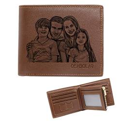 Personalisierte Gravierte Foto Geldbörse Herren, Leder Brieftasche mit Münzfach, Vatertagsgeschenk von XJone