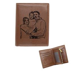 Personalisierte Gravierte Foto Geldbörse Herren, Leder Brieftasche mit Münzfach, Vatertagsgeschenk von XJone