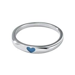 XJruixi 3mm Pink/Blue/Black Enamel Heart Ring for Women Girls Wedding Band Stacking Finger Ring Lovely Wedding Engagement Jewelry von XJruixi