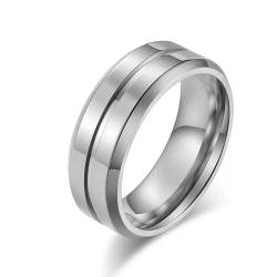 XJruixi 8MM Stainless Steel Rings for Men Groove Beveled Edge Wedding Engagement Ring Male Anniversary Jewelry von XJruixi