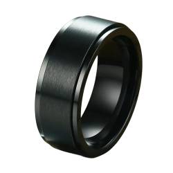 XJruixi 8mm Black Stainless Steel Spinner Ring for Men Jewels Brushed Center Wedding Engagement Band Quality Matte Male Jewelry von XJruixi
