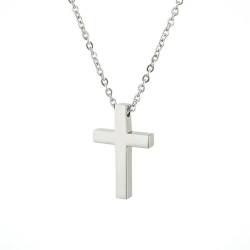XJruixi Einfache klassische Kreuzanhänger Halsketten für Männer Frau Edelstahl christlicher religiöser männlicher Schmuck von XJruixi