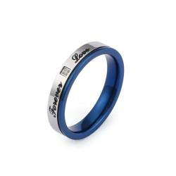 XJruixi English Forever Love Wedding Ring Cubic Zirconia Couple Ring Blue & Silver Color Stainless Steel Alliance Jewelry von XJruixi