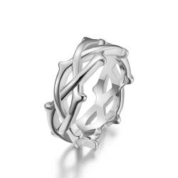 XJruixi Neues Design Zweig Weinrebe Ring Titanstahl Hochzeitsfeier Ring für Frauen Männer Einfacher Liebesschmuck von XJruixi