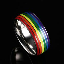 XJruixi Schwul und lesbisch Pride Eheringe für Frauen und Männer Liebhaber Jubiläum Regenbogenring Bunter Partyschmuck von XJruixi