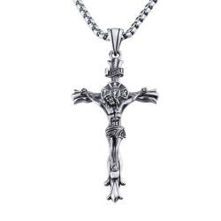 XJruixi Vintage Mens Catholic Jesus Christ Crucifix Cross Pendant Necklace Chains von XJruixi