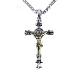 XJruixi Vintage Mens Catholic Jesus Christ Crucifix Cross Pendant Necklace Chains von XJruixi