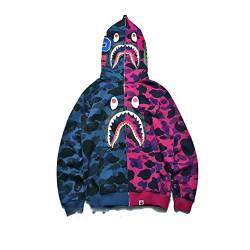 Bape Kapuzenpullover, Tarnfarben-Haifisch-Kapuzenpullover, Mode, Sportbekleidung, Reißverschluss, Hip-Hop, lustiges Oberteil, Q, X-Large von XKPhframe