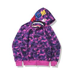 Bape Kapuzenpullover, Tarnfarben-Haifisch-Kapuzenpullover, Mode, Sportbekleidung, Reißverschluss, Hip-Hop, lustiges Oberteil, e, Large von XKPhframe