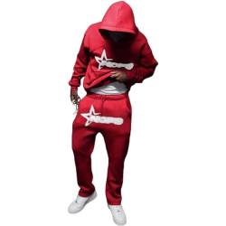 XKPhframe Men's Tracksuit, Streetwear Tracksuits for Men, Letters Pressureless Hoodies and Jogging Bottoms, Y2K for Men, Hip Hop Trousers, Streetwear, Pullover, Casual Tops and Sports Trousers von XKPhframe