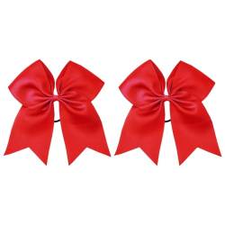 XKSOCT 2 Stück Schleife Cheerleader Schleife Rot Große Schleife Haarseil Haargummi Haarschmuck Kopfbedeckung für Damen Mädchen Weihnachtsfeier von XKSOCT