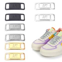 XKSOCT 4 pare Af1 Metal Tag,Metall Schnürsenkel Schnalle,Elastische Schuh Tag Schuhschmuck,Fashion Sneaker Schuh Charms DIY Sneaker Kits,Metall Air Force 1 Schnürsenkel für Wanderschuhe,Sportschuhe von XKSOCT