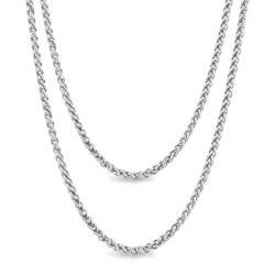 XKSOCT Herren,Damen Halskette Edelstahl Verdrehte Kette Breite 2-5 MM Länge 40,50 cm Silber von XKSOCT