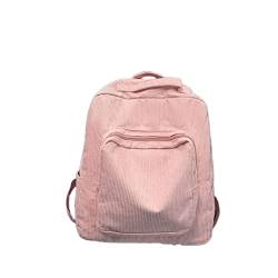 XKUN Schulrucksack Gestreifte Süße Cord -Frauen Rucksack Schulbag Girl Boy Girl Fashion Schoolbag Schüler Lady Schoolbag-Pink von XKUN