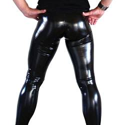 XLBHSH Herren Sexy Lackleder elastische Taille Leggins Nachtclub Bar DS Singer Lederhose Bühnenbekleidung, Schwarz, M von XLBHSH