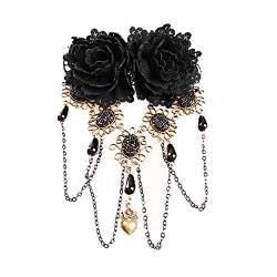 XLKJ Retro Gothic Rosen Blume Haarspangen, Strass Haarnadeln Spitze Quasten Haarnadel Kopfschmuck für Frauen Mädchen von XLKJ