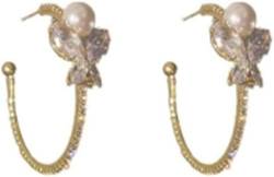 2022 Herbst und Winter Perle Diamant Schmetterling Ohrringe Net Promis Temperament Design Ohrstecker Gold Modeschmuck für Frauen (Gold Einheitsgröße) von XLTEAM