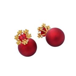 Ohrringe Anhänger für Mädchen Trendy Red Pearl Crystal Schneeflocke Design Silber Nadel Damen Ohrstecker Schmuck für Frauen Keine Allergiker Geburtstag Neujahr Überraschungsgeschenk für Frauen von XLTEAM