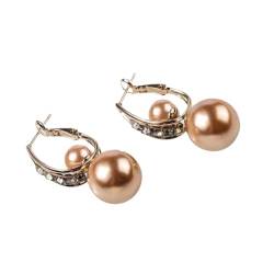 Ohrringe für Frauen Französisch Maillard Khaki Perlen Ohrringe Damen Premium Ohrringe Herbst und Winter Ohrringe Abnehmbare Ohrringe Partyschmuck Geburtstagsgeschenke von XLTEAM
