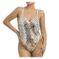 Sexy glitzernde rückenfreie Pailletten-Bikini-Brust-Körperkette für Damen, Sling-BH-Kette, Nachtclub, Party, Festival, Badeanzug (Farbe: E, Größe: wie abgebildet) (E wie abgebildet) von XLTEAM