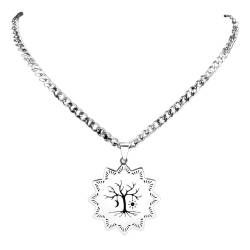 XLTEAM Halskette Anhänger Baum des Lebens Zweig Sonne Mond Halskette für Frauen Männer Retro Geometrischer Anhänger Halsketten Party Schmuck Geschenke von XLTEAM