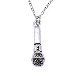 XLTEAM Halskette Anhänger Silber Farbe Mikrofon Halsketten Kurze Kette Choker Halsketten Geburtstagsschmuck Party Geschenke von XLTEAM