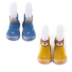 XM-Amigo 2 Paar Unisex Baby Jungen Mädchen Babyschuhe Innen Draußen Walking Anti-Rutsch-Schuhe Socken Hausschuhe 12-18 Monate von XM-Amigo