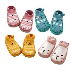 XM-Amigo 4 Paar Baby Rutschfeste Socken Schuhe für Mädchen Hausschuhe mit Anti-Rutsch weiche Sohle Socken 0-6 Monate von XM-Amigo