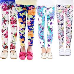 XM-Amigo 4er Pack Kinder Mädchen Hosen Blumenmuster Stretch Leggings (3 Jahre) von XM-Amigo