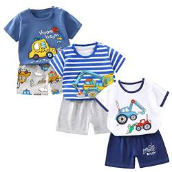 XM-Amigo Baby Jungen 3er Set Kurzarm Shorts T-Shirts Halbarm,6er Pack （Mit Schulterschnalle,Packungsgröße: 55/80） von XM-Amigo