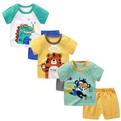 XM-Amigo Baby Jungen 3er Set Kurzarm Shorts T-Shirts Halbarm,6er Pack （Mit Schulterschnalle,Packungsgröße: 60/90） von XM-Amigo