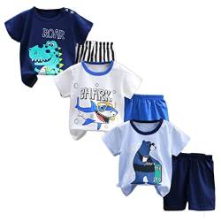 XM-Amigo Jungen 3er Set Kurzarm Shorts T-Shirts Halbarm,6er Pack （ Ohne Schulterschnalle,Packungsgröße: 70/110） von XM-Amigo