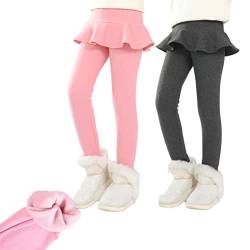 XM-Amigo Warme Culottes für Mädchen Kinder Mädchen Hosen mit Rüschen-Tutu-Rock verdickt Samt Leggingshosen (4–9 Jahre) – 2er-Pack von XM-Amigo