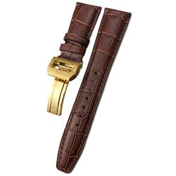 XMKT 20mm 21mm 22mm Leder Cowhid Watch Band Ersatz für Iwc Portugieser Porotfino-Familie. Uhrenarmband Faltschnalle (Color : Brown gold clasp 1, Size : 22mm) von XMKT