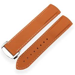 XMKT 20mm 21mm Gummi-Silikon-Uhr-Armband wasserdichtes Uhrband für Iwc markieren DER KLEINE PRINZ Groß Spitfire Armelete Accessoires. (Color : Orange white line, Size : 19mm) von XMKT