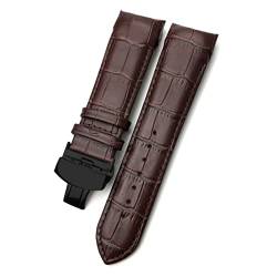 XMKT 22mm 23mm 24mm gekrümmtes Ende Echtes Leder Armband Fit für T035617 Rindslederuhrband Schmetterlingsschließe Armbänder Männer (Color : Brown black, Size : 22mm) von XMKT