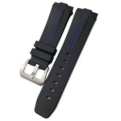 XMKT 24mm Gummi-Silikon für Panerai-Riemen-Bogen-Gebogene Schnittstelle PAM441 111 312 359 438 320 Uhrenband Männer Sport Armband Zubehör (Color : Black blue silver, Size : 24mm) von XMKT