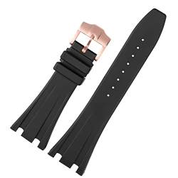 XMKT Schwarzes Silikon Gummi Armband für Audemars für Piguet Gurt 28mm Uhr Ap. Band Männer Armband Schmetterlingsschnalle-Werkzeuge (Color : Black rose pin, Size : 28mm) von XMKT
