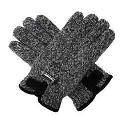 XMYNB Winterhandschuhe Mens Wool Strickhandschuhe Mit Warm Thinsulate Fleece-Futter Und Strapazierfähigem Leder Palm,Melange Grau,L-XL von XMYNB