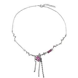 Damen Mode Kristall Anhänger Halskette Lila Zirkonia Halskette Anhänger Charm Halsketten, violett, Einheitsgröße von XNBZW