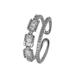 Damen Mode Ring offen verstellbare Ringe Zirkonia Versprechen Ringe für sie kreative Geschenke für den Alltag Ringe Damen Ringer (Silver, One Size) von XNBZW