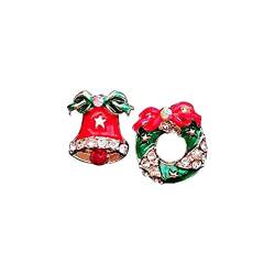 Damen Weihnachtsohrstecker Weihnachtsglocke Schneeflocke Schlitten Weihnachtsbaum Ohrstecker Niedliche Weihnachtsthema Ohrstecker Urlaub Schmuck für Frauen Mädchen Ohrringe Mädchen (B, One Size) von XNBZW