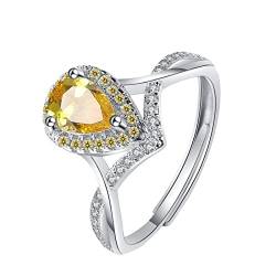 Frauen-Mode-Ring-offene justierbare Ringe Blingbling gelbe Zirkonia-Ringe für Mädchen Ringe Farben (Yellow, One Size) von XNBZW