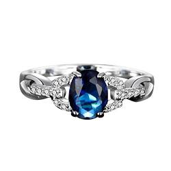 Geometrie Diamant Ring Elegant Strass Ring Blau Rot Schmuck Ringe Frauen Mode Voll Diamant Zirkon Ringe für Frauen Größe 5 12 Vintage Damen Ringe, blau, 11 von XNBZW