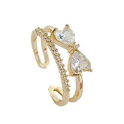 Kreative Geschenke für den Alltag Ringe Damenmode Ring offen verstellbare Ringe Zirkonia Versprechen Ringe für Sie Ringe Mit Naturstein (Rose Gold, One Size) von XNBZW