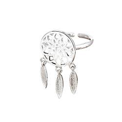 Mode Personalisierte Damenringe Offene verstellbare Ringe Dreamcatcher Ringe Ringelblumen Creme Bio (Silver, One Size) von XNBZW