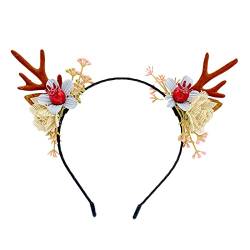 Mori Geweih Blume Haarschmuck Weihnachten Kopfschmuck Stirnband Kreativ Süß Niedlich Cartoon Stirnband Kleine Haarspangen für dickes Haar (C, Einheitsgröße) von XNBZW