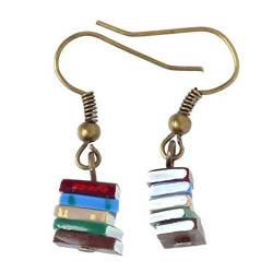 Ohrringe 2022 Mehrfarbige Buch-Ohrringe Buchfarben-Anhänger-Stapel-Ohrringe Bibliothekszubehör (Multicolor, One Size) von XNBZW