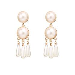 Ohrringe 2022 Weiblicher großer Perlen-Trend übertriebene Kreis-Ohrring-Ohrring-Mode-Perlen-Ohrringe (White, One Size) von XNBZW