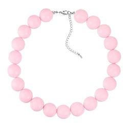 Perlen Grobstrick Perlen Halskette Harz Bunt Pink Navy Gelb Perlen Statement Choker Halskette Für Männer Frauen Schlichte Halskette Damen (A, One Size) von XNBZW
